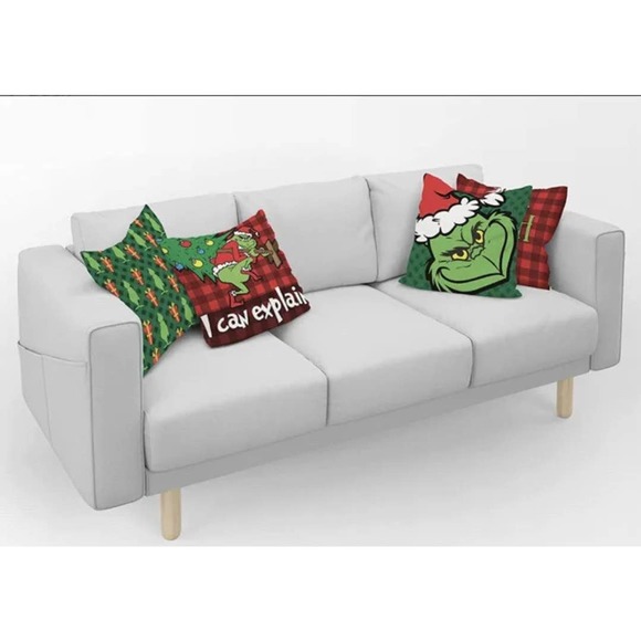 Grinch 4 Zippered Pillow Covers Couch Bed Christmas Holiday - Picture 11 of 12